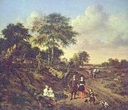 Jan van de Velde, Portrait of a couple with two children and a nursemaid in a landscape
